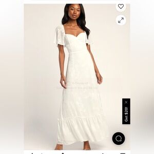 Lulu's White Flutter Sleeve Maxi Dress
